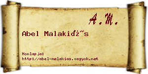 Abel Malakiás névjegykártya